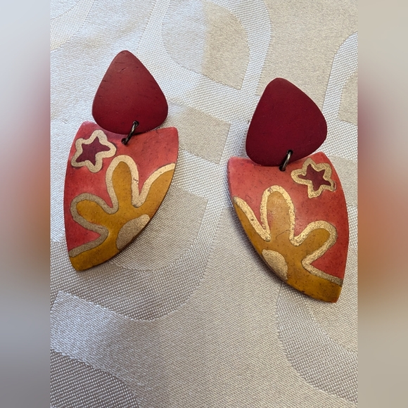 Statement earrings. Set of 2.  Cosmetic only . The circles are 3 inches. EUC. - Picture 3 of 6